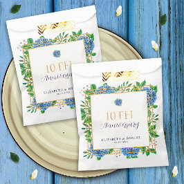 金ゴールドエレガントブルーアジサイ10周年記念パーティー フェイバーバッグ