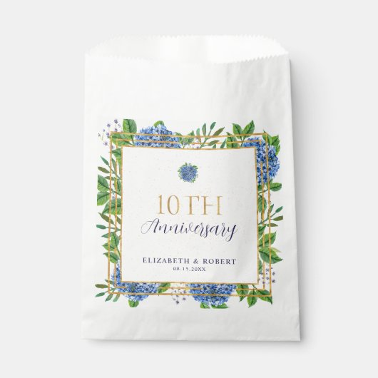 金ゴールドエレガントブルーアジサイ10周年記念パーティー フェイバーバッグ (正面)