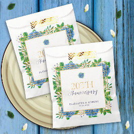 金ゴールドエレガントブルーアジサイ20周年記念パーティー フェイバーバッグ