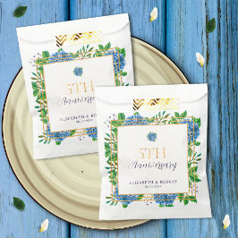 金ゴールドエレガントブルーアジサイ5周年記念パーティー フェイバーバッグ