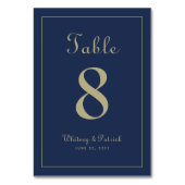 金ゴールドエレガントブルーウェディングレセプションディフォーマルナー テーブルナンバー (裏面)