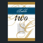 金ゴールドエレガントブルースクリプ結婚トモノグラム テーブルナンバー<br><div class="desc">このデザインはエレガント、シンプル金ゴールドの台本に新郎新婦のイニシャルの配置がパーソナライズされたある。青いアクセントは、美しいスクリプトのモノグラムのデザインを作り出す金ゴールドパーソナライズされたを補完する。この青と金ゴールドのデザインモダンは、書の文字を使用してクラシックの魅力を保持している。色の組み合わせは、洗練された、トレンディーとシックなスタイルを作成する。モノグラエレガントム結婚の要素を含むテーブル番号のモダンデザインそのシンプルタイポグラフィの与えスタイル設定。マッチング結婚式招待状や他の文房具も用意。イニシャルを再配置するにクリックは、「このテンプレートをパーソナライズすクリックる」として下のオプション「このデザインを更カスタマイズにパーソナライズしたい?デザインツールを使用して編集」数カスタマイズとゲスト名は、必要なテーブル番号の数に応じて各テーブル番号を個別に購入する。</div>