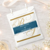 金ゴールドエレガントブルースクリプ結婚トモノグラム フェイバーバッグ (クリップ留めされた状態)