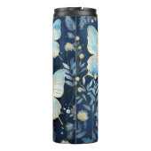 金ゴールドエレガントブルーバタフライパターンNavy タンブラー (裏面)