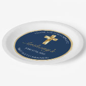 金ゴールドエレガントブルーファースト・ホリー・コミュニオンサンキュー ペーパープレート (アングル)