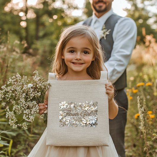 金ゴールドエレガントブルーフラワーガール トートバッグ