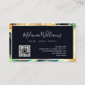 金ゴールドエレガントブルーマーブルゲートQRコード 名刺 (裏面)