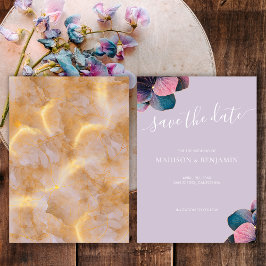 金ゴールドエレガントブルーラベンダーパープルアジサイ セーブザデート