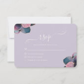 金ゴールドエレガントブルーラベンダーパープルアジサイ 出欠カード (正面)