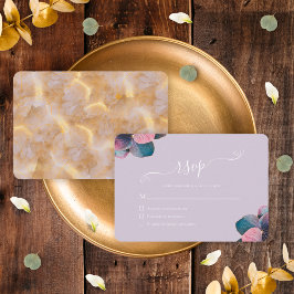 金ゴールドエレガントブルーラベンダーパープルアジサイ 出欠カード