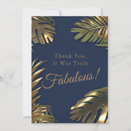 金ゴールドエレガントブルー写真50素晴らしい誕生日 サンキューカード