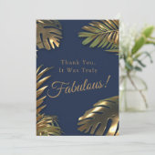 金ゴールドエレガントブルー写真50素晴らしい誕生日 サンキューカード (スタンド正面)