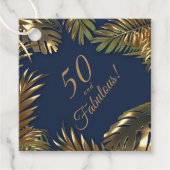 金ゴールドエレガントブルー写真50素晴らしい誕生日 フェイバータグ (正面)