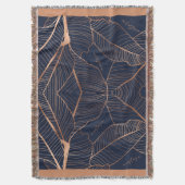 金ゴールドエレガントブルー熱帯植物アナスタシア スローブランケット (正面縦)