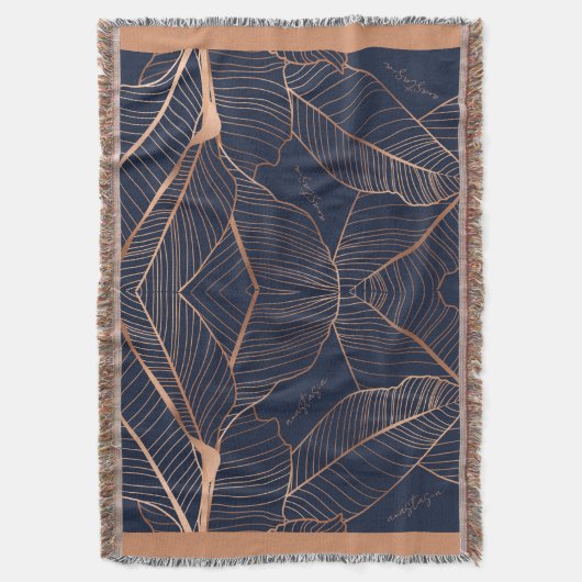 金ゴールドエレガントブルー熱帯植物アナスタシア スローブランケット (正面縦)