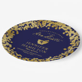 金ゴールドエレガントブルー薬学院卒業 ペーパープレート (アングル)