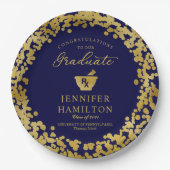 金ゴールドエレガントブルー薬学院卒業 ペーパープレート (正面)
