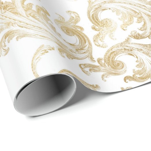 金ゴールドエレガントブロケードグラムクリスマス ラッピングペーパー (ロールコーナー)