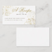 金ゴールドエレガントプニーズスケッチブライダルシャワーレシピ エンクロージャーカード (正面/裏面)