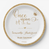 金ゴールドエレガントプリンセスの時の赤ちゃんシャワー ペーパープレート (正面)