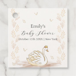 金ゴールドエレガントプリンセススワン蝶ベビーシャワー フェイバータグ