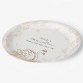 金ゴールドエレガントプリンセススワン蝶ベビーシャワー ペーパープレート (アングル)