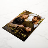 金ゴールドエレガントプレイドホリデーフォトカード 箔シーズンカード (回転した状態)