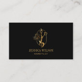 金ゴールドエレガントヘアスタイリストはさみフローラQRコード 名刺 (正面)