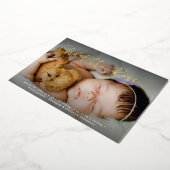 金ゴールドエレガントベビーガール写真カスタム誕生統計 箔シーズンカード (回転した状態)