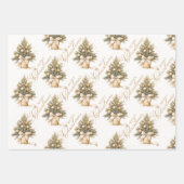 金ゴールドエレガントベージュクリスマスツリー書 ラッピングペーパーシート (正面3)