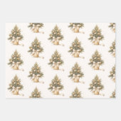 金ゴールドエレガントベージュクリスマスツリー書 ラッピングペーパーシート (正面2)