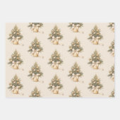 金ゴールドエレガントベージュクリスマスツリー書 ラッピングペーパーシート (正面)