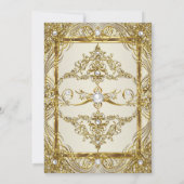 金ゴールドエレガントベージュクリームパールダマスクパーティー 招待状 (裏面)