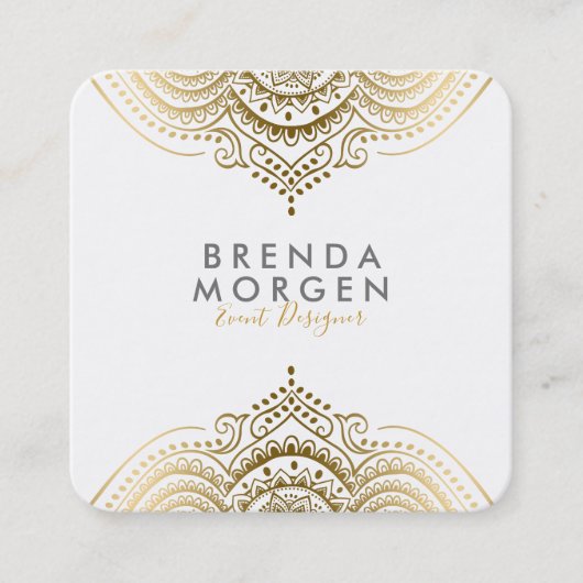 金ゴールドエレガントペイズリー曼荼羅 スクエア名刺 (正面)