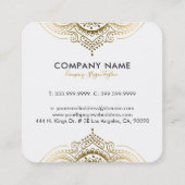 金ゴールドエレガントペイズリー曼荼羅 スクエア名刺 (裏面)