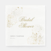 金ゴールドエレガントペニーフローラスケッチブライダルシャワー スタンダードランチョンナプキン (正面)