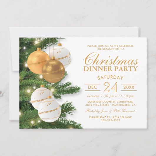 金ゴールドエレガントホリデークリスマスパーティー 招待状 (正面)