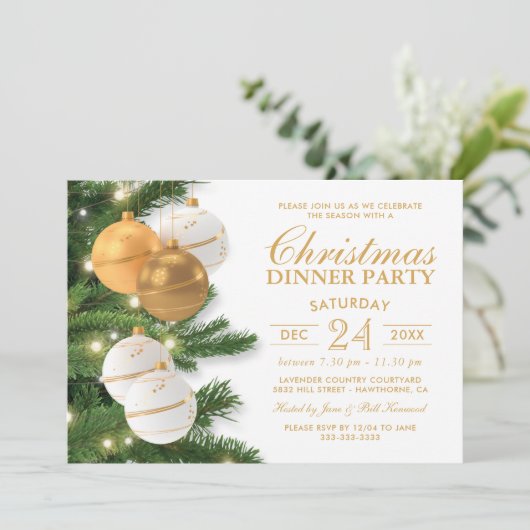 金ゴールドエレガントホリデークリスマスパーティー 招待状 (スタンド正面)