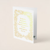 金ゴールドエレガントホリデーバードリース写真クリスマス 箔カード (正面)