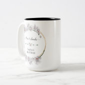 金ゴールドエレガントホワイトオーキッドフラワーズ開花バプテスマ ツートーンマグカップ (正面左)