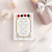金ゴールドエレガントホワイトカジノラスベガストランプのポーカー結婚ズ 招待状