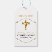 金ゴールドエレガントホワイトカトリックの確認 ギフトタグ (正面)