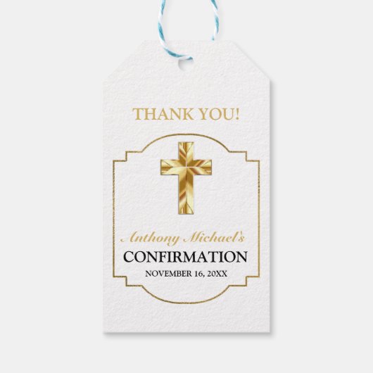 金ゴールドエレガントホワイトカトリックの確認 ギフトタグ (裏面)