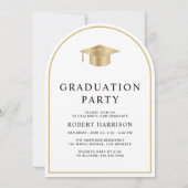 金ゴールドエレガントホワイトカレッジ卒業パーティー 招待状 (裏面)