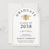 金ゴールドエレガントホワイトカレッジ卒業パーティー 招待状 (正面)