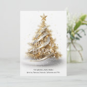 金ゴールドエレガントホワイトクリスマスツリーの幸せな休日 シーズンカード (スタンド正面)