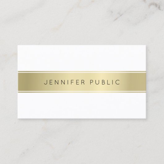 金ゴールドエレガントホワイトクリーンデザインテンプレートビューティフル 名刺 (正面)