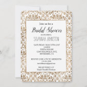 金ゴールドエレガントホワイトシックダマスクブライダルシャワー 招待状 (正面)