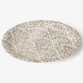 金ゴールドエレガントホワイトシックダマスク ペーパープレート (アングル)