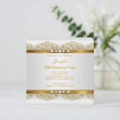 金ゴールドエレガントホワイトシルバーダイヤモンドバースデーパーティー2 招待状 (スタンド正面)